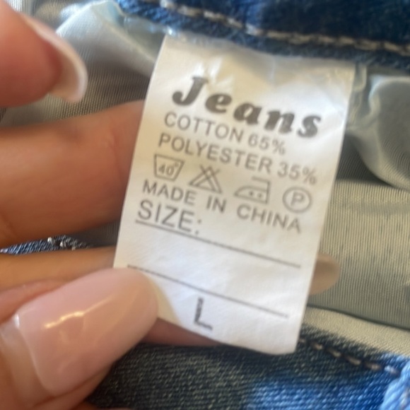 💕 Ripped Holes Y2k Streetwear Skinny Frayed Hem High Waist Denim Jeans - Picture 11 of 14